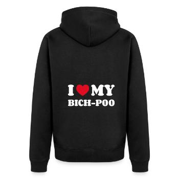 J’adore mon bich-poo - Veste à capuche bio Premium Unisexe - noir - Dos - Nico (187cm)