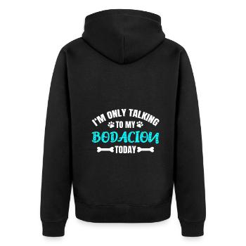 Bodacion - Unisex Premium Organic Zip Hoodie - black - Back - Nico (187cm)