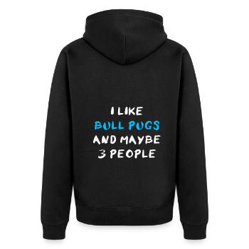 Bull Pug - Unisex Premium Organic Zip Hoodie - black - Back - Nico (187cm)