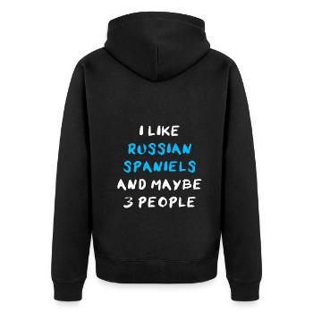 Russian Spaniel - Unisex Premium Bio Zip Hoodie - Schwarz - Hinten - Nico (187cm)
