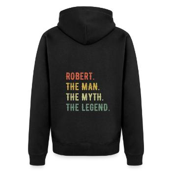 Robert First Name The Man The Myth The Legend - Unisex Premium Organic Zip Hoodie - black - Back - Nico (187cm)