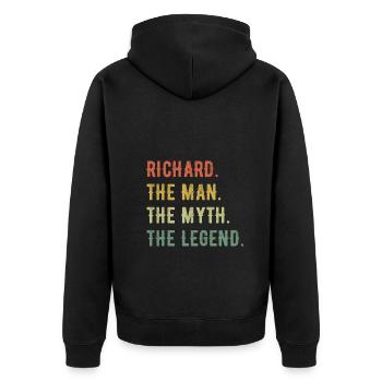 Richard Vorname The Man The Myth The Legend - Unisex Premium Bio Zip Hoodie - Schwarz - Hinten - Nico (187cm)
