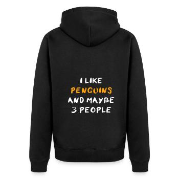 I Like Penguins And Maybe 3 People Pinguine - Unisex Premium Organic Zip Hoodie - black - Back - Nico (187cm)