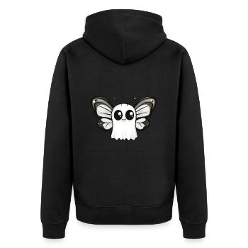 Schmetterling Halloween Comic Geist - Unisex Premium Bio Zip Hoodie - Schwarz - Hinten - Nico (187cm)