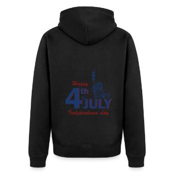 Freiheitsstatue USA Amerika Flagge 4. Juli - Unisex Premium Bio Zip Hoodie - Schwarz - Hinten - Nico (187cm)