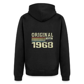1968-Geburtstagsfeiern - Retro-1968-Geschenk - Unisex Premium Bio Zip Hoodie - Schwarz - Hinten - Nico (187cm)