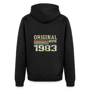 1983 Fêtes D’anniversaire - Cadeau Retro 1983 - Veste à capuche bio Premium Unisexe - noir - Dos - Nico (187cm)