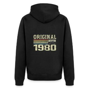 1980 Geburtstagspartys - 1980er Jahre Retro-Geschenk - Unisex Premium Bio Zip Hoodie - Schwarz - Hinten - Nico (187cm)