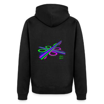Aura-Stream 003 3-colour - Unisex Premium Organic Zip Hoodie - black - Back - Nico (187cm)