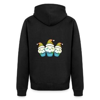 Cream Christmas Comic - Unisex Premium Organic Zip Hoodie - black - Back - Nico (187cm)