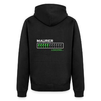 Maurer mauern Mörtel Maurermeister Maurerkelle - Unisex Premium Bio Zip Hoodie - Schwarz - Hinten - Nico (187cm)