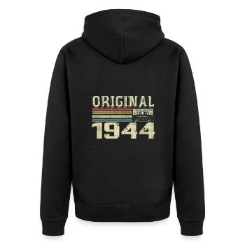 1944 Geburtstagsfeiern - 1944 Retro-Geschenk - Unisex Premium Bio Zip Hoodie - Schwarz - Hinten - Nico (187cm)