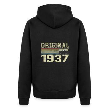 1937 Fêtes D’anniversaire - Cadeau Retro 1937 - Veste à capuche bio Premium Unisexe - noir - Dos - Nico (187cm)
