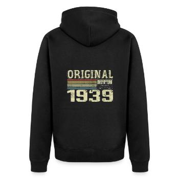 1939 Fêtes D’anniversaire - Cadeau Retro 1939 - Veste à capuche bio Premium Unisexe - noir - Dos - Nico (187cm)