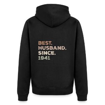 Best Husband Since 1941 Birthday Gift - Unisex Premium Organic Zip Hoodie - black - Back - Nico (187cm)