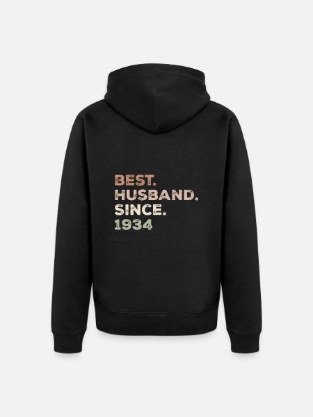 Bester Ehemann seit 1934 Jubiläumsgeschenk - Unisex Premium Bio Zip Hoodie - Schwarz
