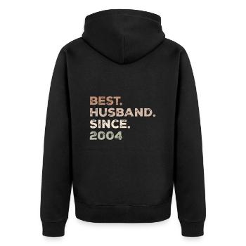 Bester Ehemann seit 2004 Geburtstagsgeschenk - Unisex Premium Bio Zip Hoodie - Schwarz - Hinten - Nico (187cm)