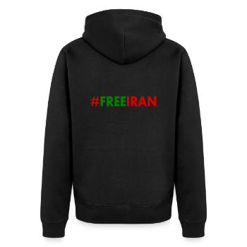 Free iran - Unisex Premium Bio Zip Hoodie - Schwarz - Hinten - Nico (187cm)