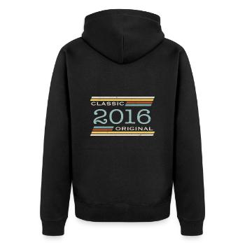 Vintage 2016, Classique, Original(e) - Veste à capuche bio Premium Unisexe - noir - Dos - Nico (187cm)
