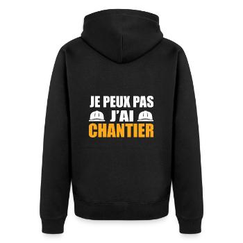 Je Peux Pas J’ai Chantier Travail Travaux Cadeau - Veste à capuche bio Premium Unisexe - noir - Dos - Nico (187cm)