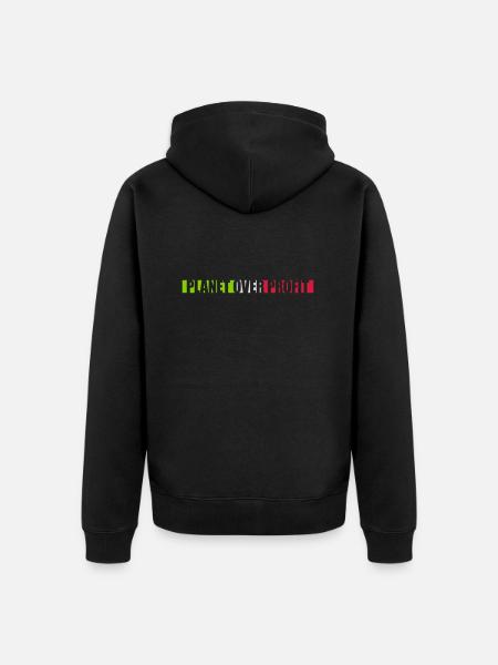 planet over profit quote - Unisex Premium Organic Zip Hoodie - black