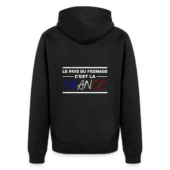 Humour Fromage France Citation - Veste à capuche bio Premium Unisexe - noir - Dos - Nico (187cm)