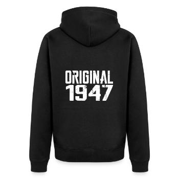 1947 Vintage Retro Anniversary Gift 1947 - Unisex Premium Organic Zip Hoodie - black - Back - Nico (187cm)