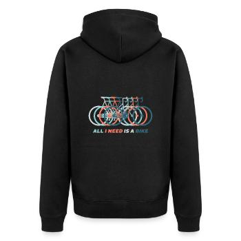 ALL I NEED IS A BIKE - Unisex Premium Bio Zip Hoodie - Schwarz - Hinten - Nico (187cm)