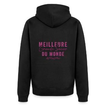 Meilleure Grande soeur du Monde | Cadeau - Veste à capuche bio Premium Unisexe - noir - Dos - Nico (187cm)