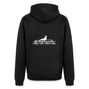 Schwimmer Bademeister am Beckenrand Schwimmbad - Unisex Premium Bio Zip Hoodie - Schwarz - Hinten - Nico (187cm)