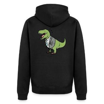 T Rex - Unisex Premium Organic Zip Hoodie - black - Back - Nico (187cm)