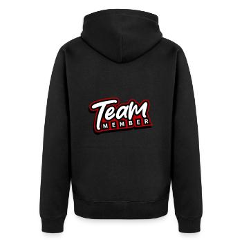Team Member - Unisex Premium Organic Zip Hoodie - black - Back - Nico (187cm)