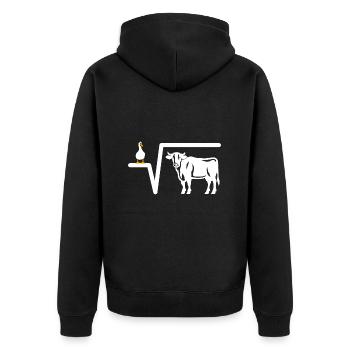 Ente Wurzel aus Kuh - Mathe Geschenk - Unisex Premium Bio Zip Hoodie - Schwarz - Hinten - Nico (187cm)