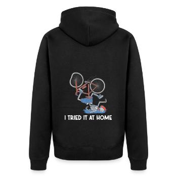 I Tried It At Home Skelett Fahrradunfall - Unisex Premium Bio Zip Hoodie - Schwarz - Hinten - Nico (187cm)