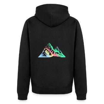 Berge Bunt Gebirge - Unisex Premium Bio Zip Hoodie - Schwarz - Hinten - Nico (187cm)