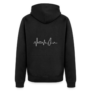 Heartbeat Beer Beer Lovers Beer Drinker Gift - Unisex Premium Organic Zip Hoodie - black - Back - Nico (187cm)