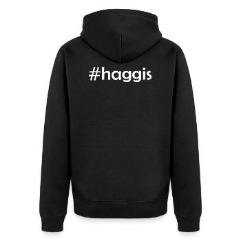 #haggis - Unisex Premium Bio Zip Hoodie - Schwarz - Hinten - Nico (187cm)