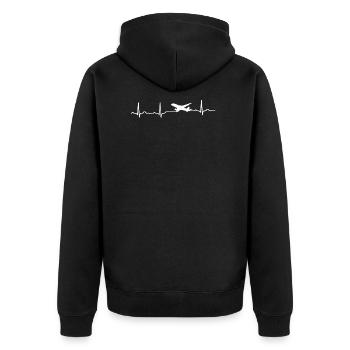GIFT - ECG HERZLINIE PLANE White - Unisex Premium Organic Zip Hoodie - black - Back - Nico (187cm)