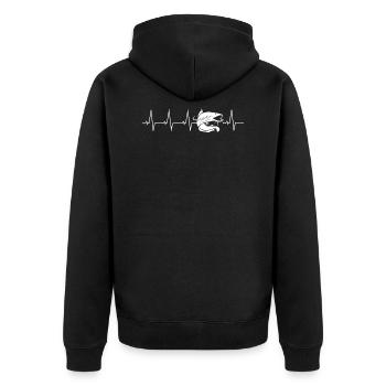 Panzerwels catfish fisherman angler heartbeat gift - Unisex Premium Organic Zip Hoodie - black - Back - Nico (187cm)