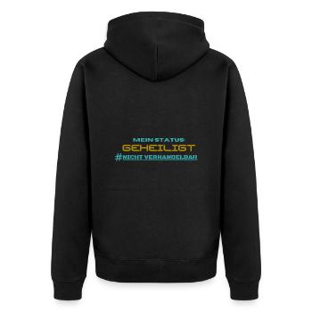 Geheiligt - Unisex Premium Bio Zip Hoodie - Schwarz - Hinten - Nico (187cm)