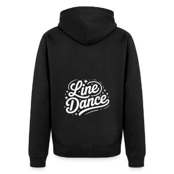 Line Dance mein Hobby - meine Passion - mein Ding - Unisex Premium Bio Zip Hoodie - Schwarz - Hinten - Nico (187cm)