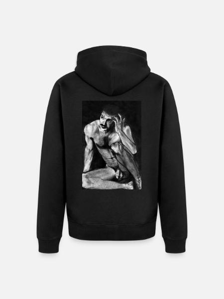 Naked Man with Mustache - Unisex Premium Organic Zip Hoodie - black