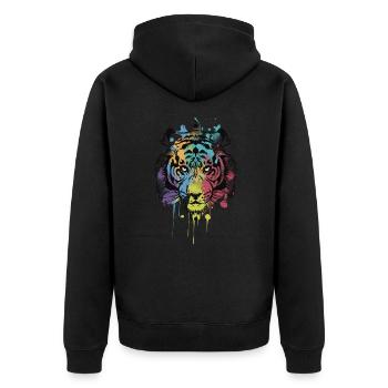 Tiger Aquarel - Unisex Premium Bio Zip Hoodie - Schwarz - Hinten - Nico (187cm)