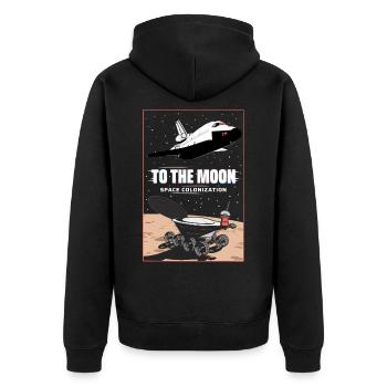 TO THE MOON - Unisex Premium Bio Zip Hoodie - Schwarz - Hinten - Nico (187cm)
