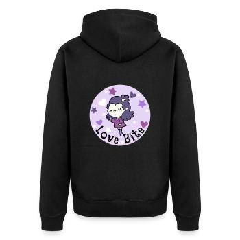 Kawaii Pastel Vampire. Love Bite. Halloween. - Unisex Premium Organic Zip Hoodie - black - Back - Nico (187cm)