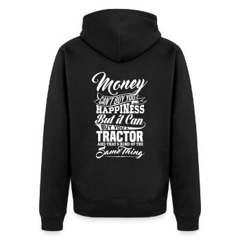 GELD UND TRAKTOR - Unisex Premium Bio Zip Hoodie - Schwarz - Hinten - Nico (187cm)