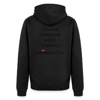 Outfit für Weihnachten / Jahreszeiten - Unisex Premium Bio Zip Hoodie - Schwarz - Hinten - Nico (187cm)