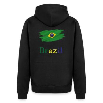 Flag Patriot Gift Home Country Flag Brazil - Unisex Premium Organic Zip Hoodie - black - Back - Nico (187cm)
