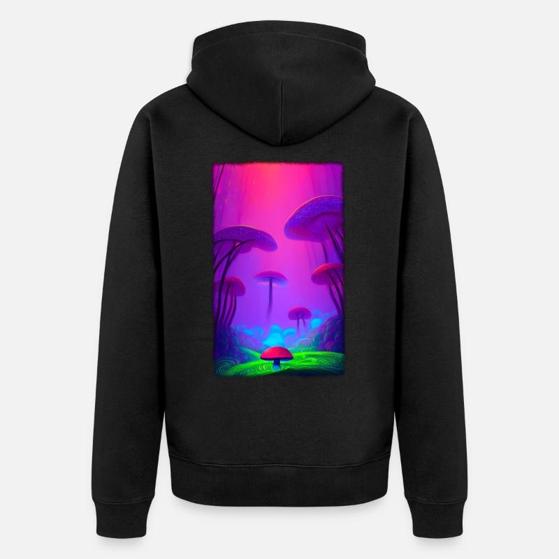 Champignon Forêt verticale 2 - Veste à capuche bio Premium Unisexe - noir