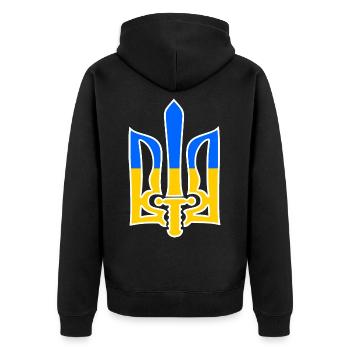 ukraine - Unisex Premium Bio Zip Hoodie - Schwarz - Hinten - Nico (187cm)